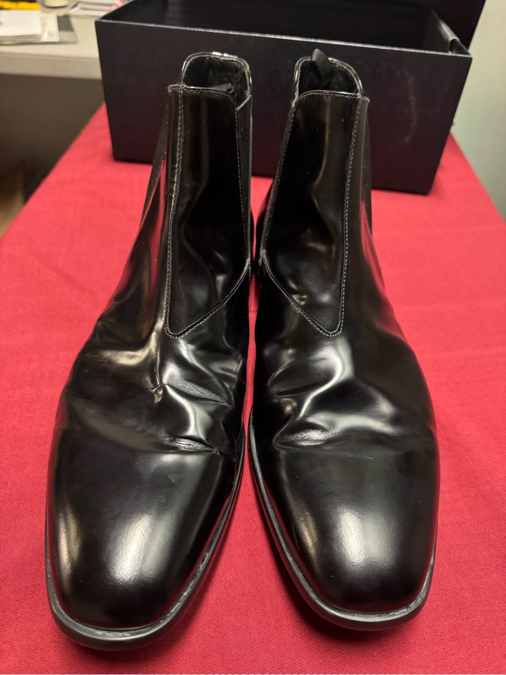 Prada Black Leather Slip-On with Gold Logo - Picture 3 of 16